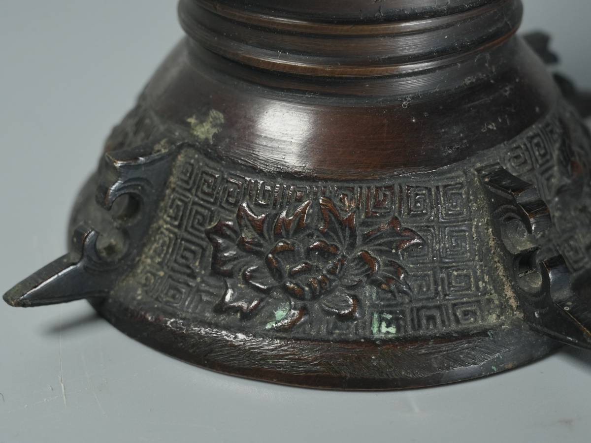 D美術　市右衛門　銅花瓶　銅製　金属工芸　時代物　花器　華道具　美術品q92_画像5