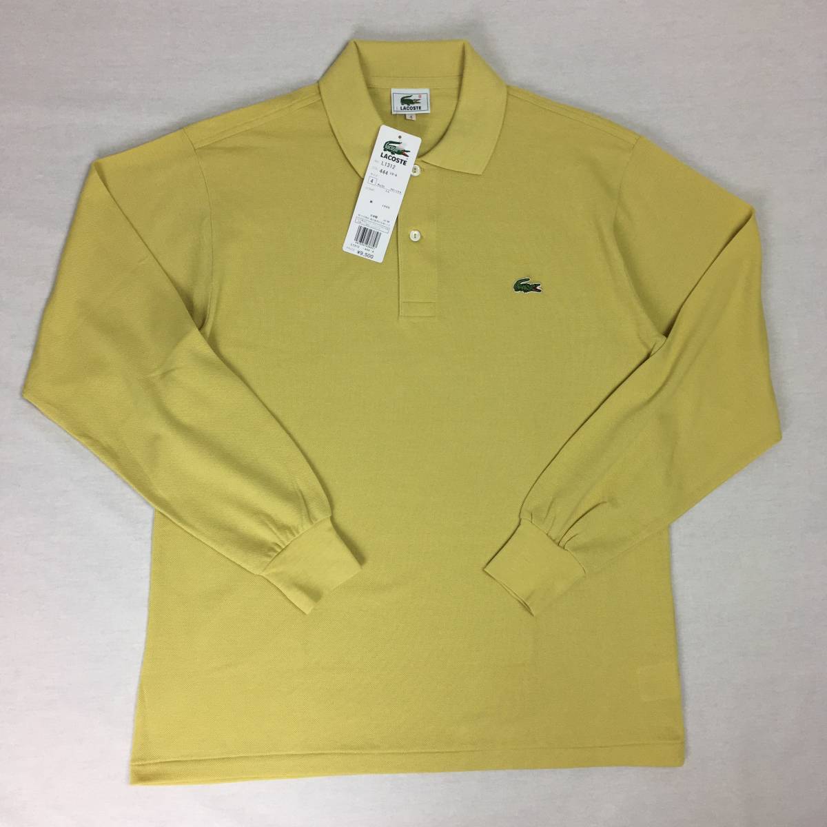 【新品】LACOSTE ラコステ ポロシャツ L1312 鹿の子 サイズ4 マスタード 日本製 長袖 シャツ 大沢商会の画像1