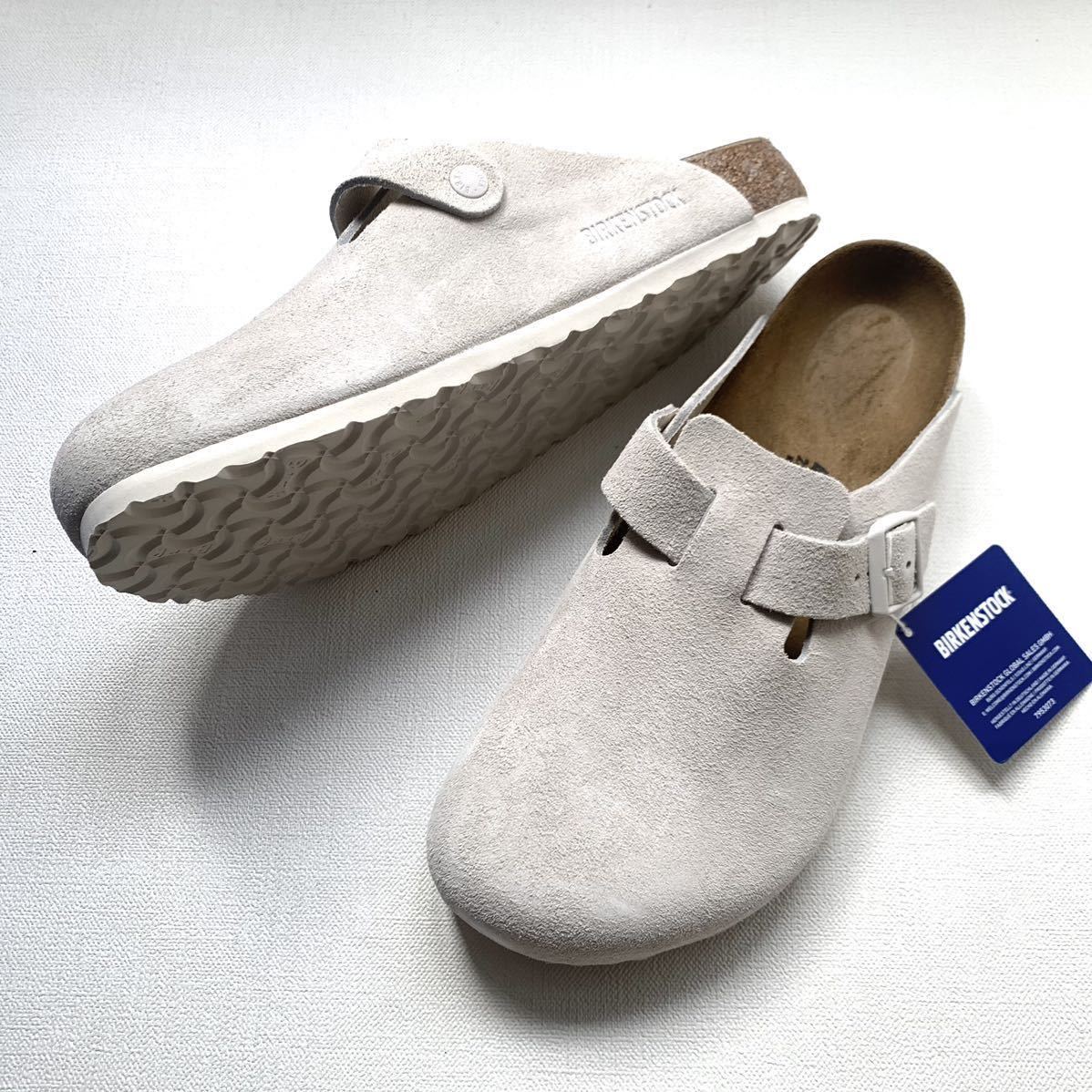 新品 BIRKENSTOCK ビルケンシュトック Boston ボストン スエード レザー サンダル アンティーク ホワイト 43 メンズ 希少カラー 送料無料_画像7