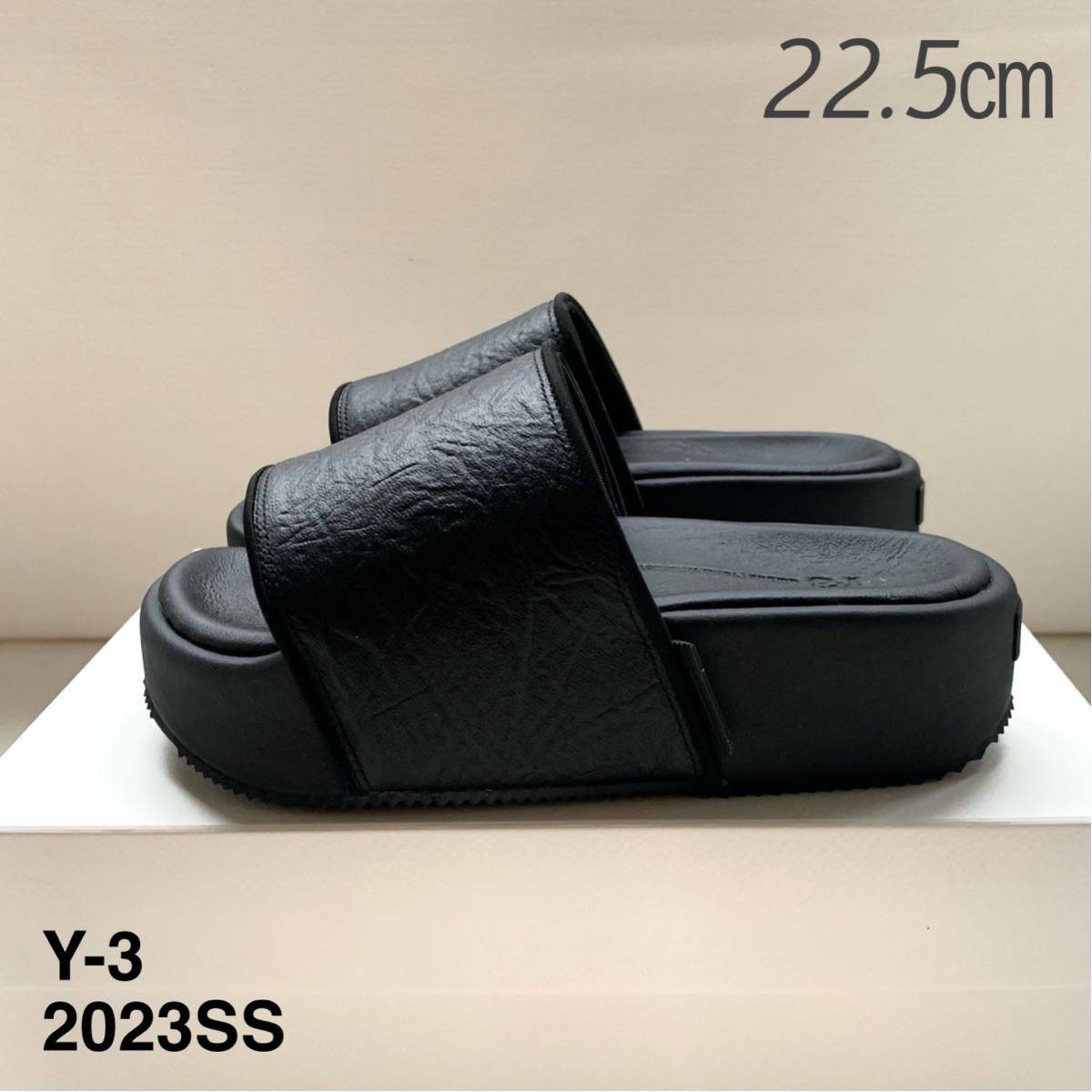 新品 Y-3 ワイスリー SLIDE スライド 厚底 レザー サンダル 22.5㎝ 黒 ブラック GW8631 レディース Y3 サンダル 箱 収納袋付 送料無料_画像1