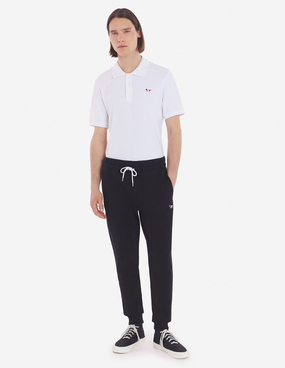 XL 新品 MAISON KITSUNE メゾンキツネ トリコロール フォックス パッチ クラシック ジョグパンツ スウェット パンツ ネイビー 送料無料_画像2