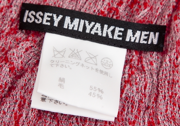 イッセイミヤケ メンISSEY MIYAKE MEN シルクウールシワ加工フリンジストール 赤白 【メンズ】_画像8