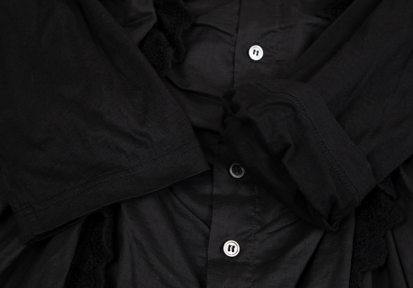 トリココムデギャルソンtricot COMME des GARCONS ニットフリル装飾七分袖ラウンドカラーシャツ 黒M 【レディース】_画像8