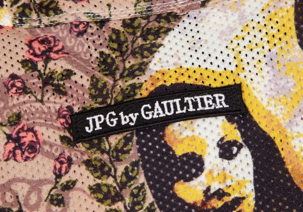 ジャンポールゴルチエJean Paul GAULTIER PARIS フラワーガールプリントメッシュTシャツ ベージュ48 【メンズ】_画像9