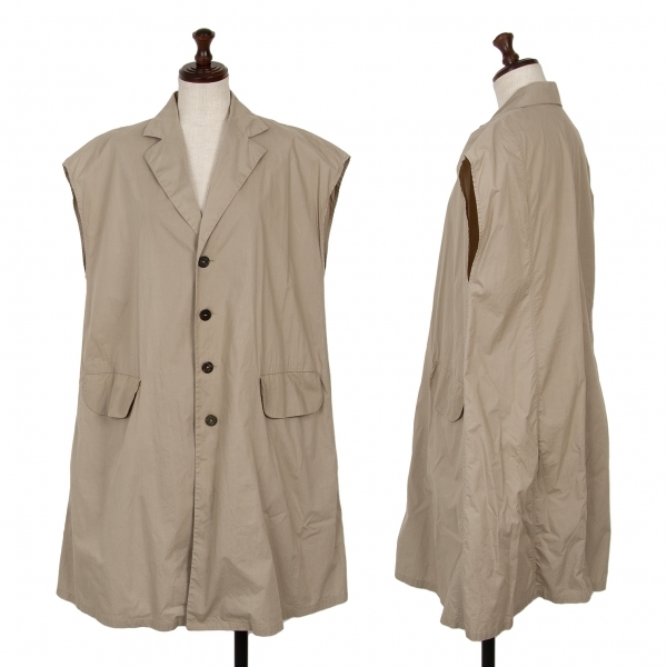  Jurgen Lehl JURGEN LEHL cotton no sleeve long jacket beige M [ lady's ]