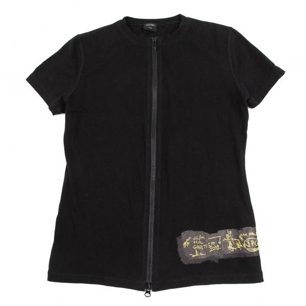 ジャンポールゴルチエ オムJean Paul GAULTIER HOMME 裾グラフィティプリントジップアップTシャツ 黒48 【メンズ】