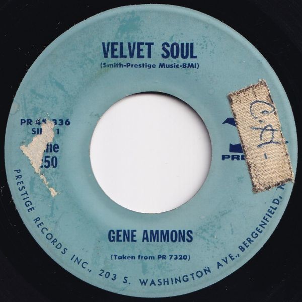 Gene Ammons Velvet Soul / A Stranger In Town Prestige US PR 45-336 204545 JAZZ ジャズ レコード 7インチ 45_画像1