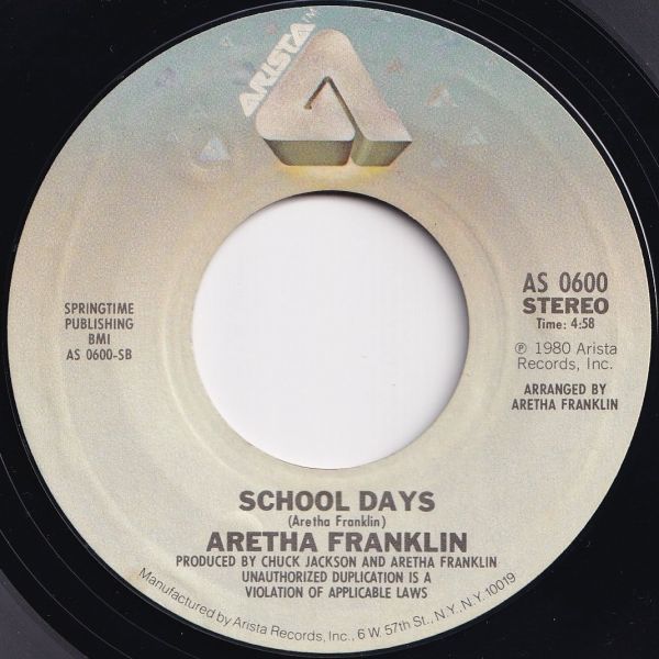 Aretha Franklin Come To Me / School Days Arista US AS 0600 204641 SOUL ソウル レコード 7インチ 45_画像2