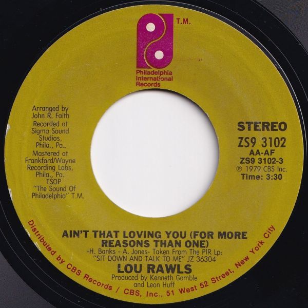 Lou Rawls Ain't That Loving You / Old Times Philadelphia International US ZS9 3102 204718 SOUL ソウル レコード 7インチ 45_画像1