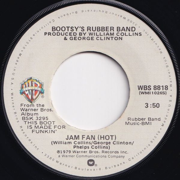 Bootsy's Rubber Band Jam Fan (Hot) / She Jam Warner Bros. US WBS 8818 204762 SOUL FUNK ソウル ファンク レコード 7インチ 45_画像1