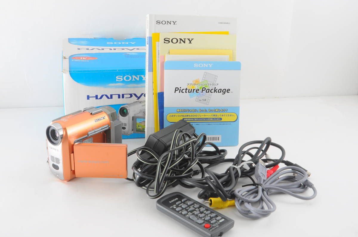 [キ MQM05]動作品 SONY miniDV デジタルビデオカメラ DCR-HC30 ミニDV Handycam ハンディカム ソニー カラー:オレンジ 箱付き_画像1