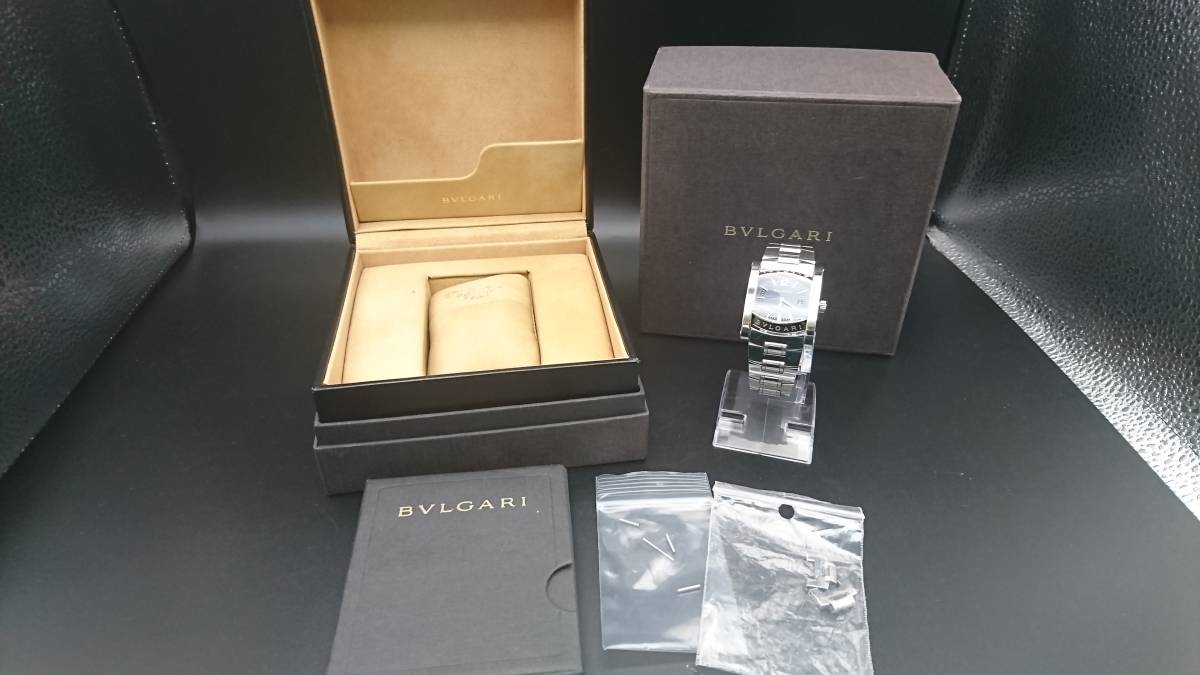 【美品】BVLGARI ブルガリ Assioma アショーマ メンズ 腕時計 クオーツ AA 39 S L4852 稼働品 ケース付き 余りコマ有_画像1