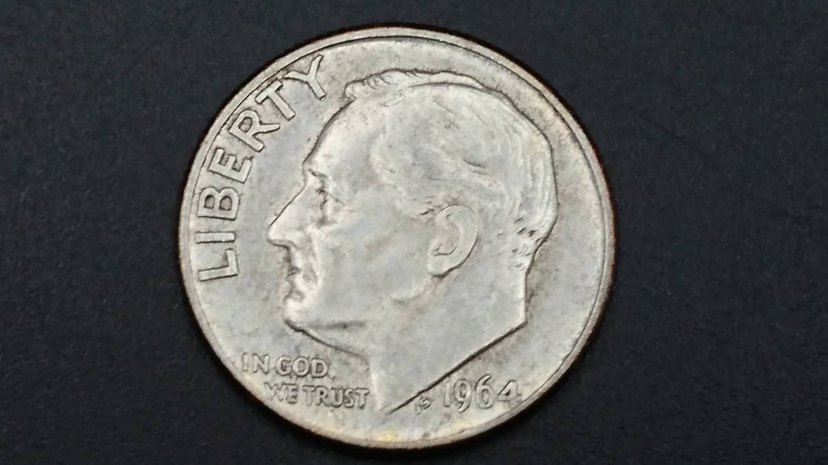 アメリカ合衆国　硬貨　コイン　１ダイム　ONE DIME　10セント　1952年 1957年 1960年 1963年 1964年 5枚セット_画像6