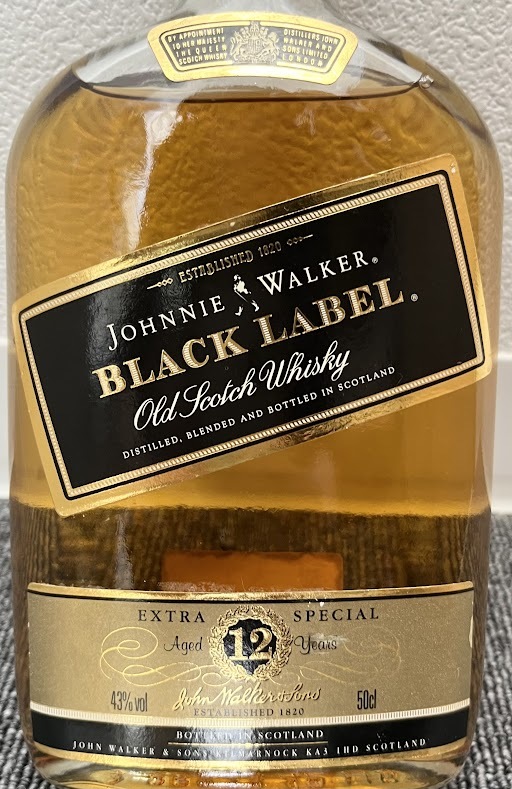 【JBI 2859】 1円〜 古酒 ジョニーウォーカー ブラックラベル 12年 フラスコ型ボトル 500ml 43％ ウイスキー スコッチ 未開栓 現状品 _画像2