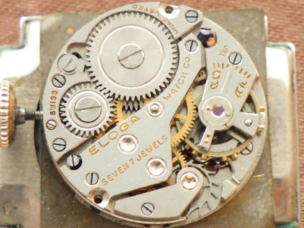 貴重★1950年代頃 Landau ランドー スイス製 10金メッキゴールドケース アンティーク手巻き腕時計 10金張り伸縮バンド付 スモセコ_画像8