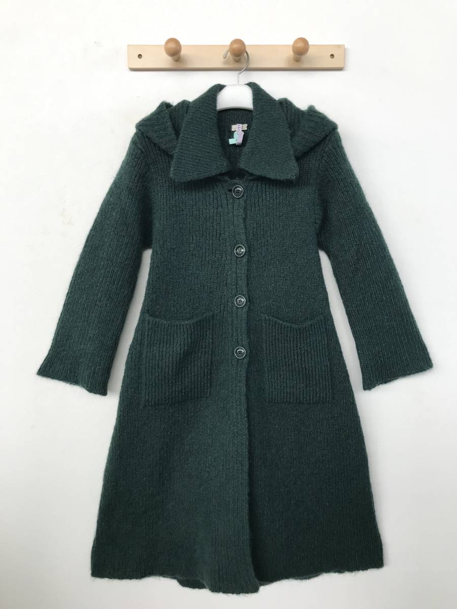 60s～70s イタリア製 レディース ウールニットコート/ロングカーディガン フーディー 美品 size 36