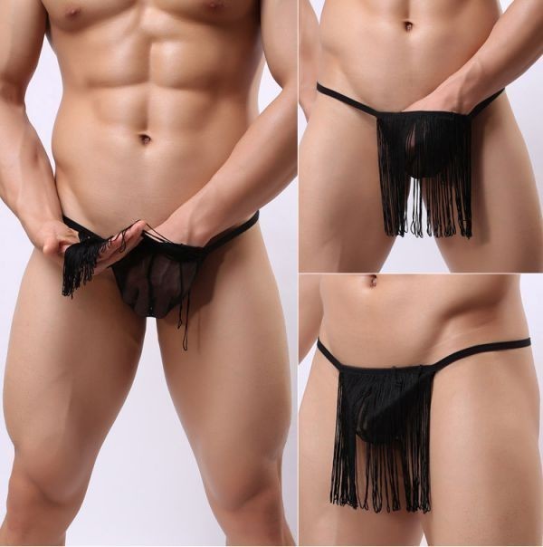  anonymity shipping free shipping! men's underwear fringe T-back fundoshi undergarment fundoshi race underwear shorts men's shorts sexy bikini - yellow B-23 F