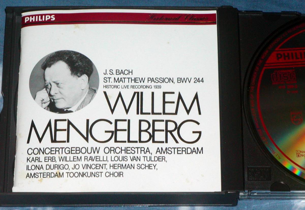 メンゲルベルク 「バッハ マタイ受難曲」 コンセルトヘボウ 3枚組 歴史的録音1939年 416 206-2_画像1