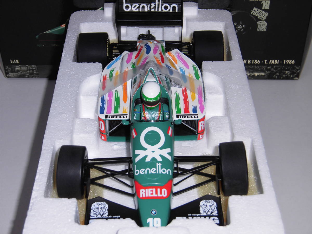 S=1/18☆PMA製 BENETTON BMW B186・1986(Nr.19/Drivers:T.FABI):ベネトンBMW B186(No.19/テオ・ファビ)絶版希少・入手困難・未使用新品！ _画像8