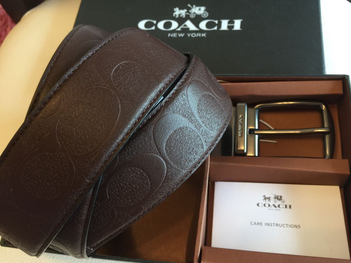 COACHコーチ新品正規品リバーシブルレザーベルト回転バックル_画像4