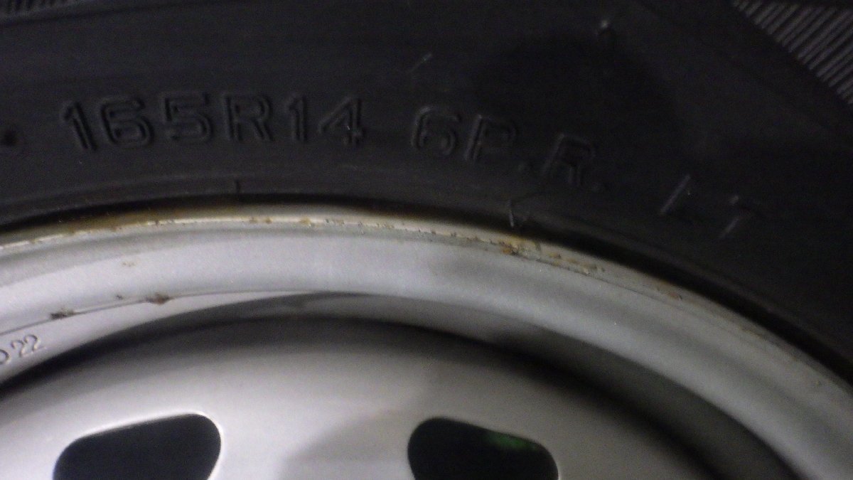 ◆ 日産 ADバン VY12 鉄 スチールホイール スタッドレスタイヤ 14インチ 4本 5.0J PCD114.3 4穴 +38.5 155R14 6PR LT 68φ 21年 中古 K1の画像5