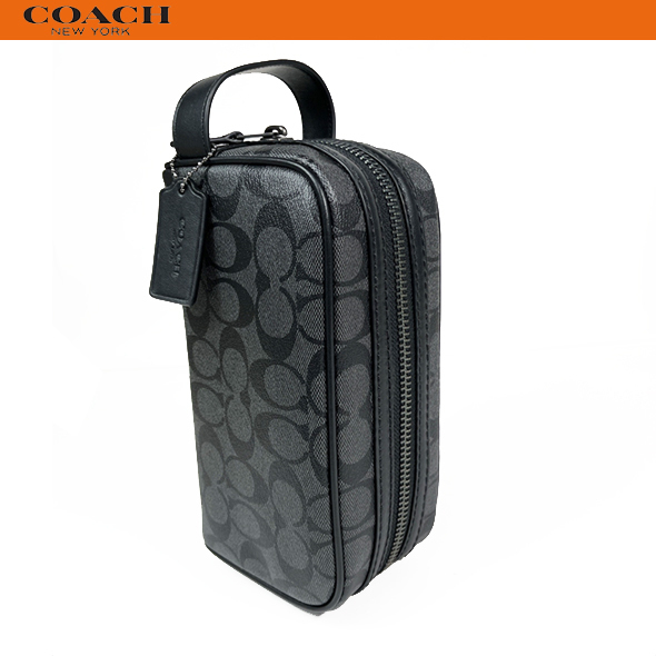 コーチ アウトレット メンズ クラッチバッグ セカンドバッグ ポーチ COACH スモール トラベル シグネチャー 2515 ブラック 新品 セール_画像4