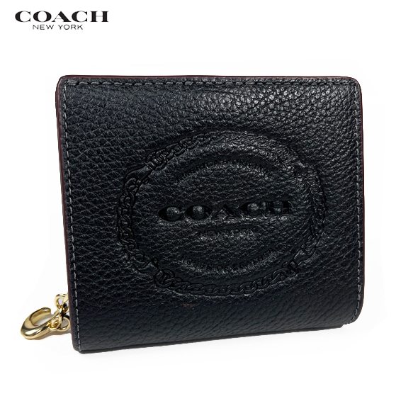 COACH コーチ レディース 財布 二つ折り財布 ウォレット コーチ ヘリテージ レザー CM216 ゴールド ブラック アウトレット 新作 新品_画像2