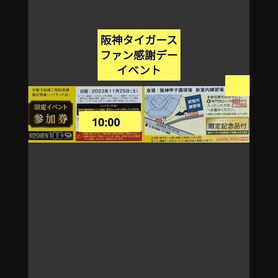 ☆阪神ファン感謝デー ハイタッチ会 参加券２枚 - スポーツ