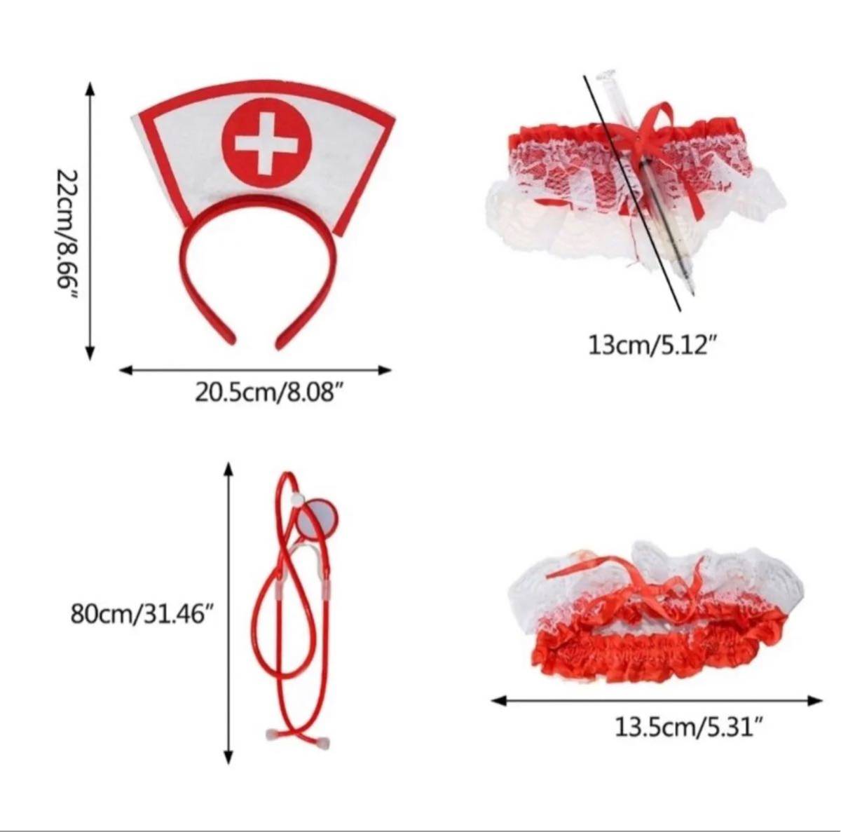 新品 ナース コスプレ セクシー 小物 ドクター 聴診器 チョーカー カチューシャ レース ボールペン 注射器 アクセサリー_画像4