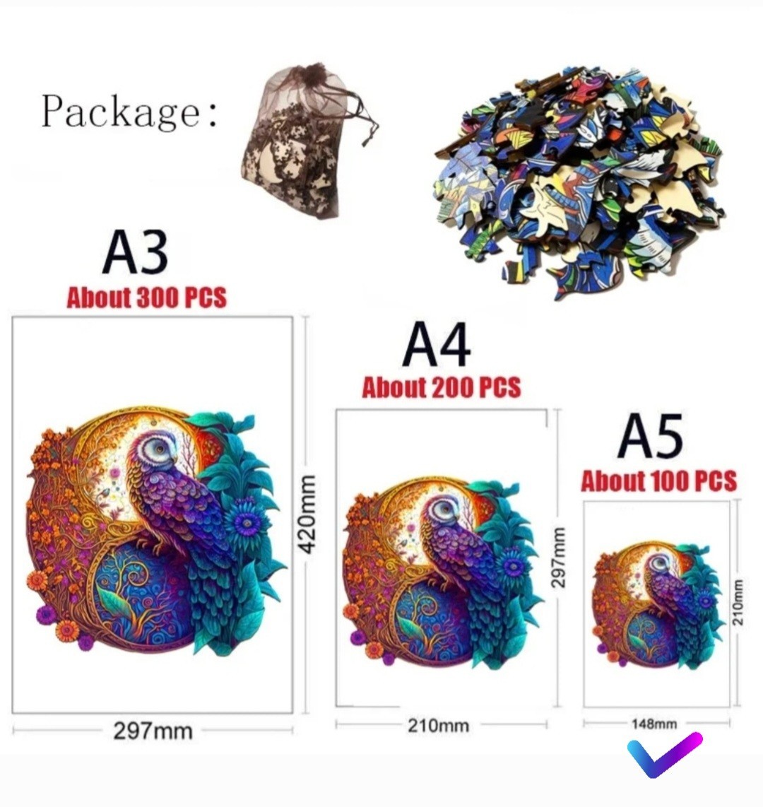 鳥の雑貨　HANAKO 　３Ｄ木製パズル　ボタンインコ　Ａ５サイズ