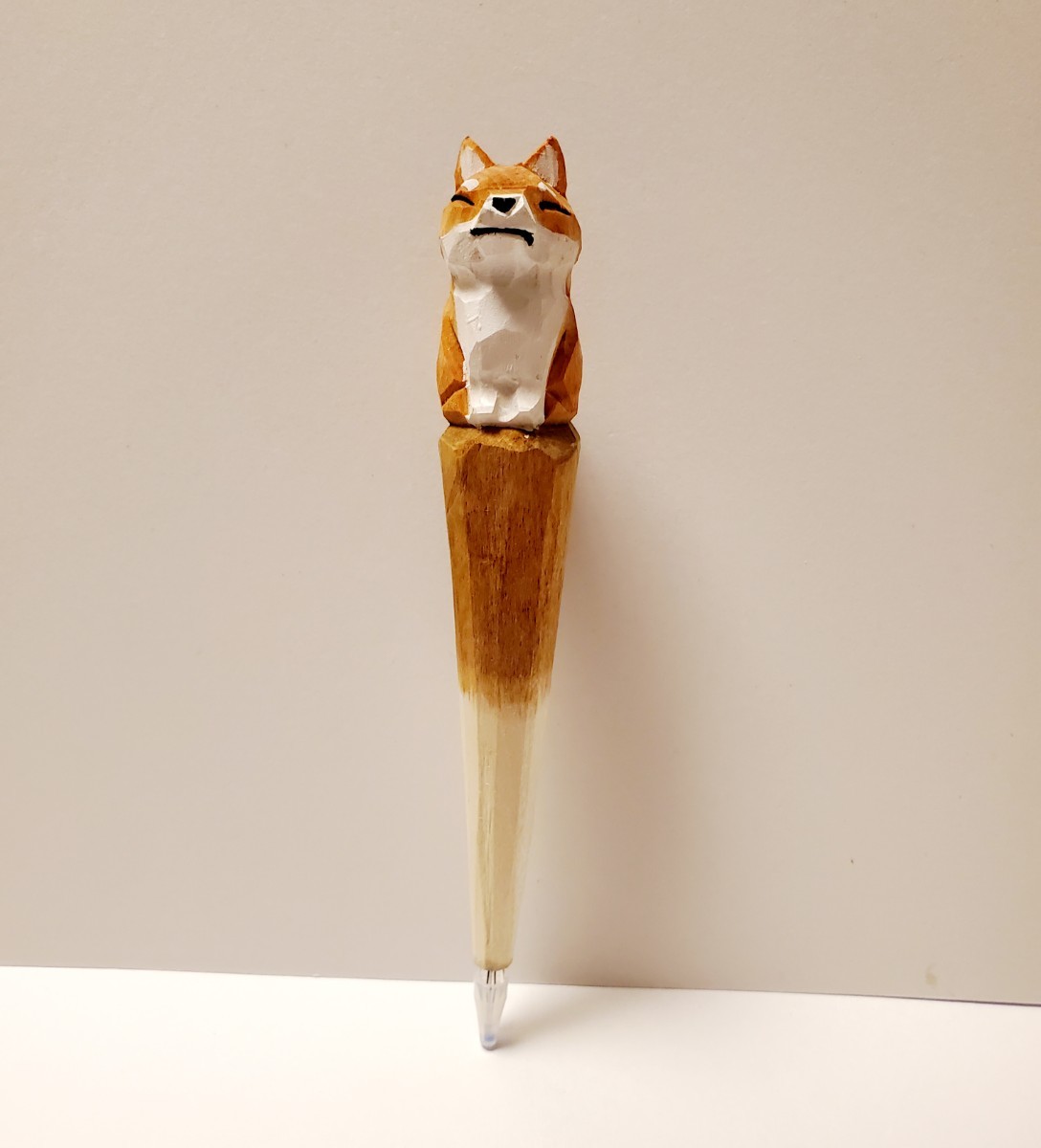 木彫り　ボールペン　柴犬　アニマル　ゲルペン　替芯付き　犬の雑貨　HANAKO_画像6