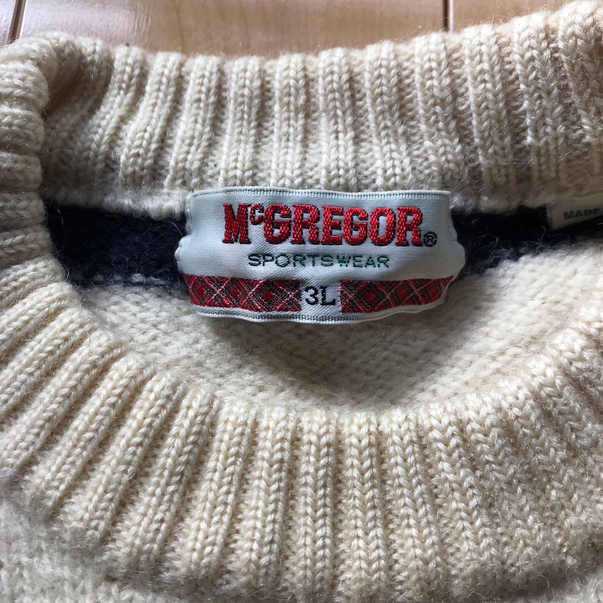 マックレガー ウール100% セーター 587-6-19 ホワイト ネイビー 3L スキー アメリカ_画像5
