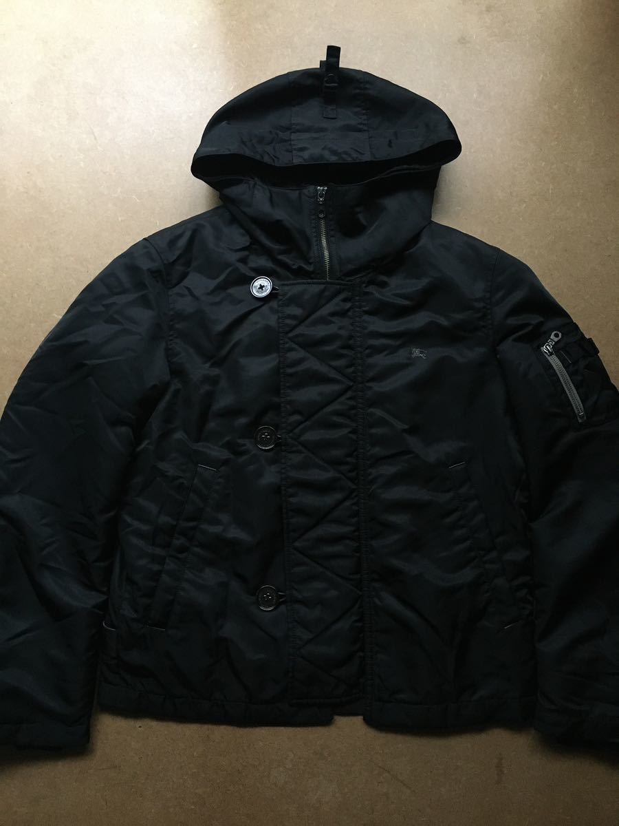 Burberry London Blue Label 015-33 Burberry Turtan Down Jacket Cilting Lining Black Sanyo Shokai Men's M Burberry