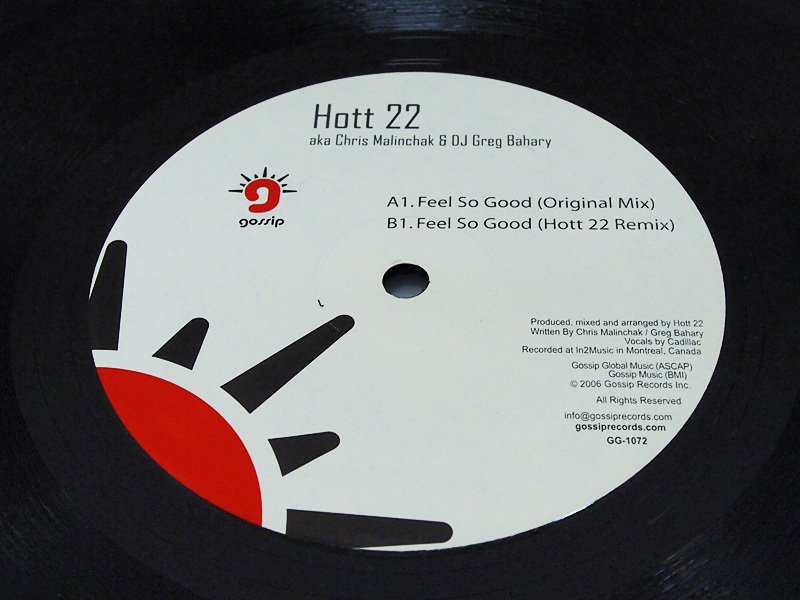 Hott 22 aka Chris Malinchak & DJ Greg Bahary / Feel So Good 12inch レコード Gossip Records 2006年 F_画像2