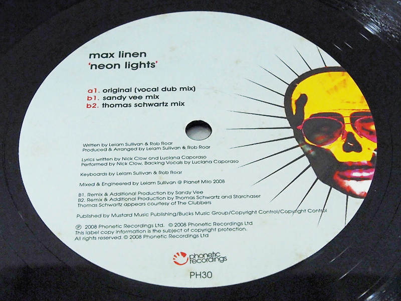 Max Linen / Neon Lights 12inch レコード Phonetic Recordings 2008年 F_画像2