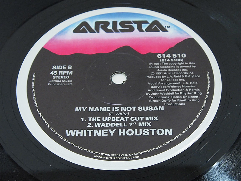 Whitney Houston / My Name Is Not Susan 12inch レコード Arista 1991年 F_画像4
