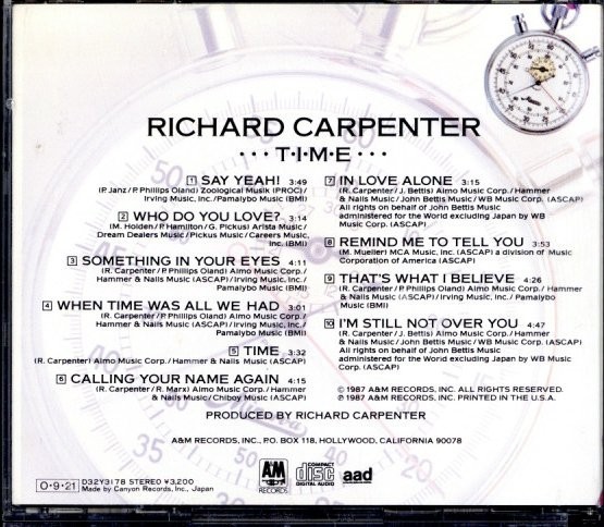 即決・送料無料(2点で)リチャード・カーペンター Richard Carpenter◆Time◆Say Yeah! Who Do You Love? Something In Your Eyes◆(a9672)_画像2