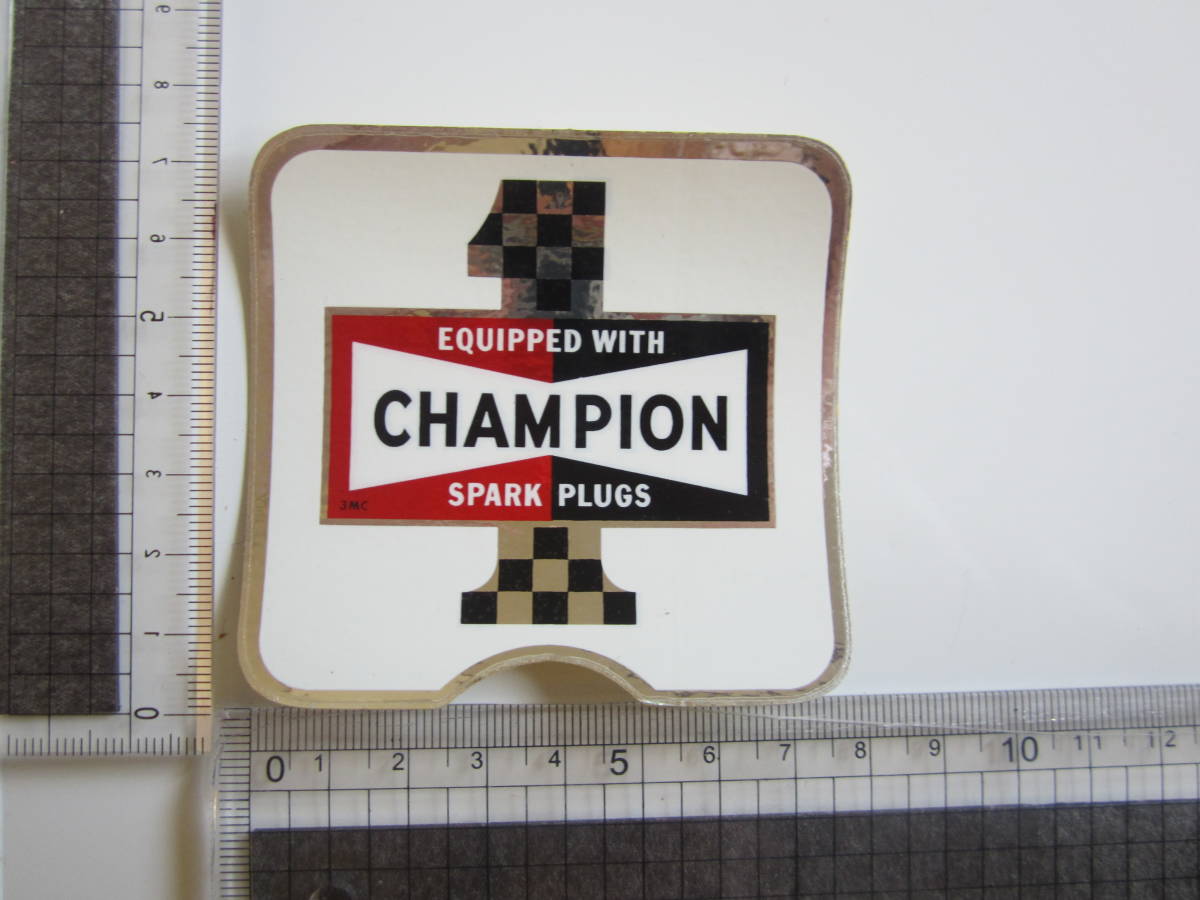 CHAMPION 1 スパークプラグ チェッカーフラッグ チャンピオン 旧車 ステッカー/当時物 自動車 バイク デカール ④ S86_画像6