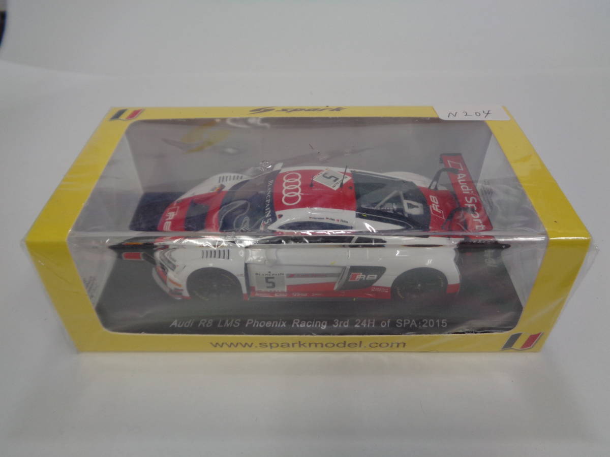 SPARK 1/43 Audi アウディ R8 LMS Phoenix Racing 3rd 24H of SPA 2015 シュリンクあり 未開封品 500個限定 管理ZI-N204_画像1