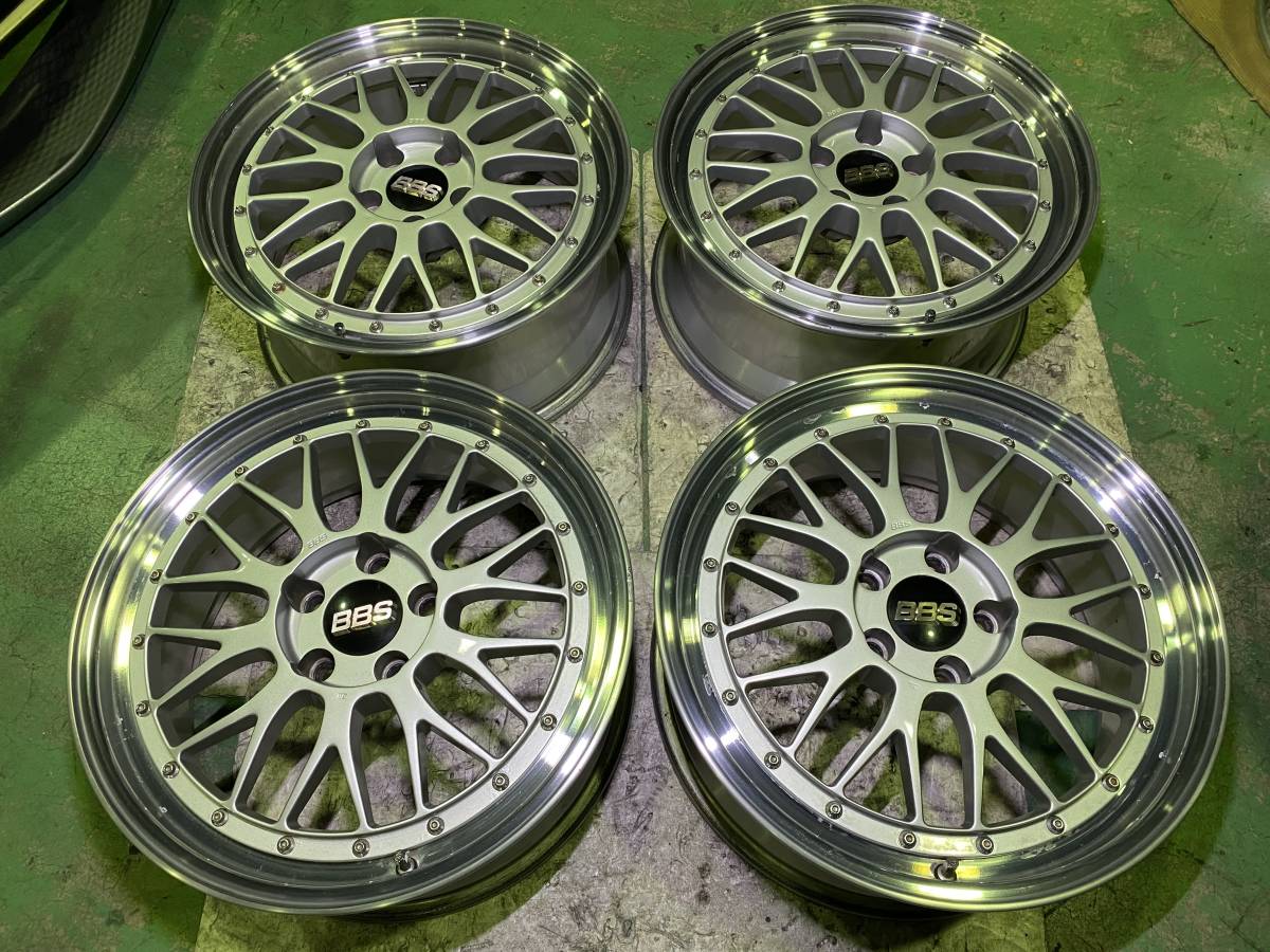 軽量 鍛造 BBS LM 18インチ LMP080 8J +40 PCD114.3 5H 4本セット FORGED 黒キャップ 段リム 深リム ダイヤモンドシルバー _画像1