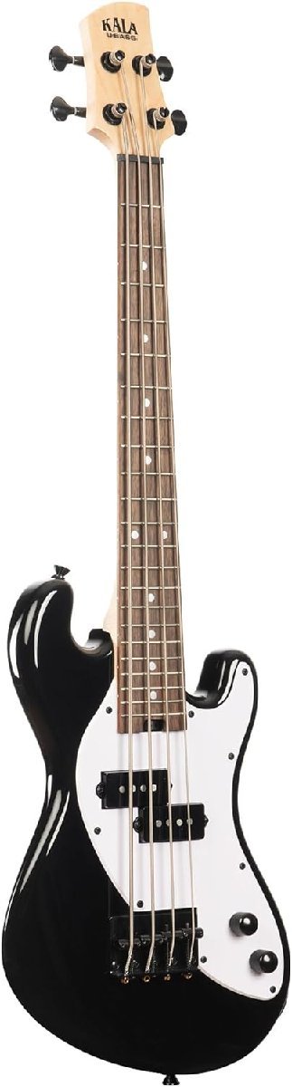 KALA UBASS-SB-BK-FS Jet Black Solid Body U*BASSkalaU*Bass solid body black electric bass gig bag attached 