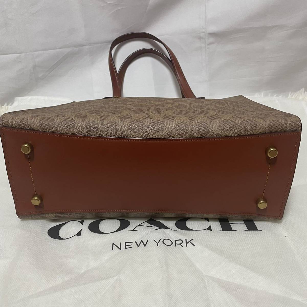 極美品 COACH コーチ 2way トートバッグ ショルダーバッグ シグネチャー レザー PVC ビジネスバッグ メンズ レディース 肩掛け 大容量 A4_画像4