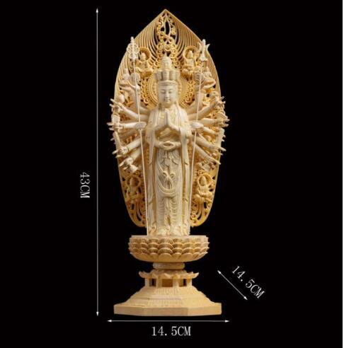 極上品 仏教美術 千手観音菩薩 精密彫刻 仏像 手彫り 木彫仏像 仏師手仕上げ品_画像5