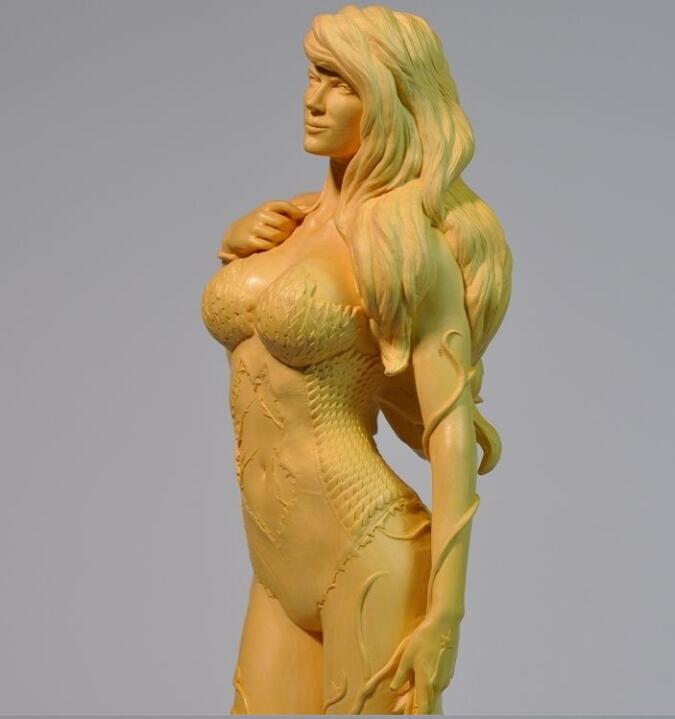 " 黄楊木彫刻美女の置物 高さ15cm "_画像4