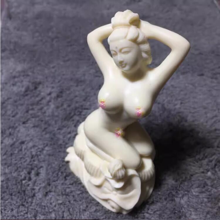 精品象牙果彫刻裸美女置物_画像2