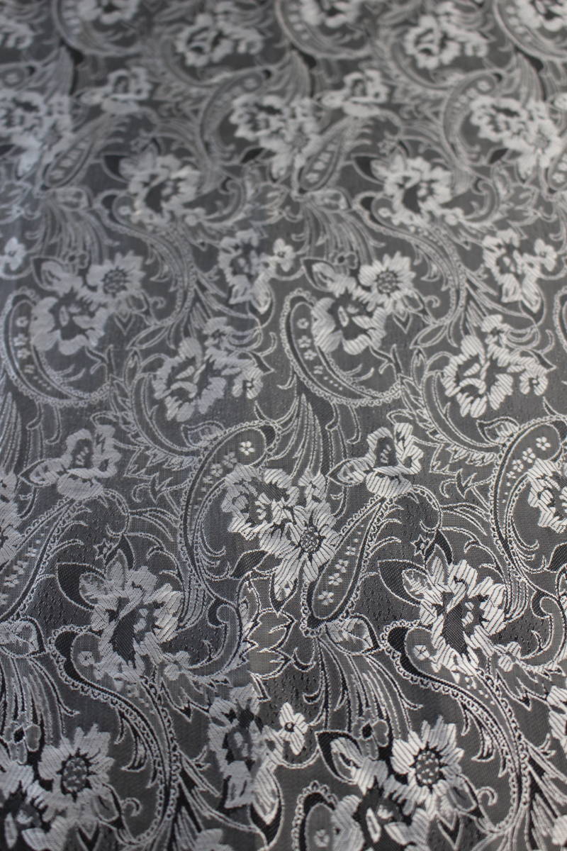 新品【シルク100% SILK】ペイズリー花柄 メタリックグレー M.GRAY 大判 ストール/スカーフ_画像4