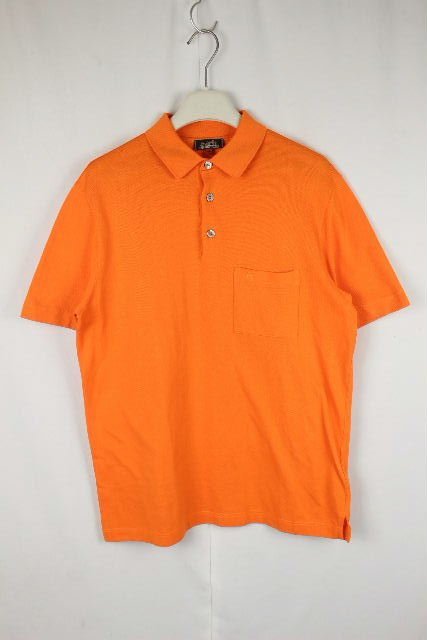 エルメス HERMES Hロゴ ポケット 鹿の子 ポロシャツ オレンジ [48] メンズ トップス カットソー　P114_画像2