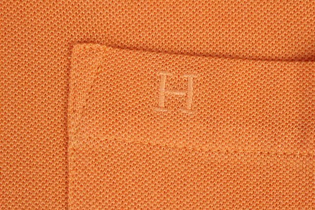 エルメス HERMES Hロゴ ポケット 鹿の子 ポロシャツ オレンジ [48] メンズ トップス カットソー　P114_画像4