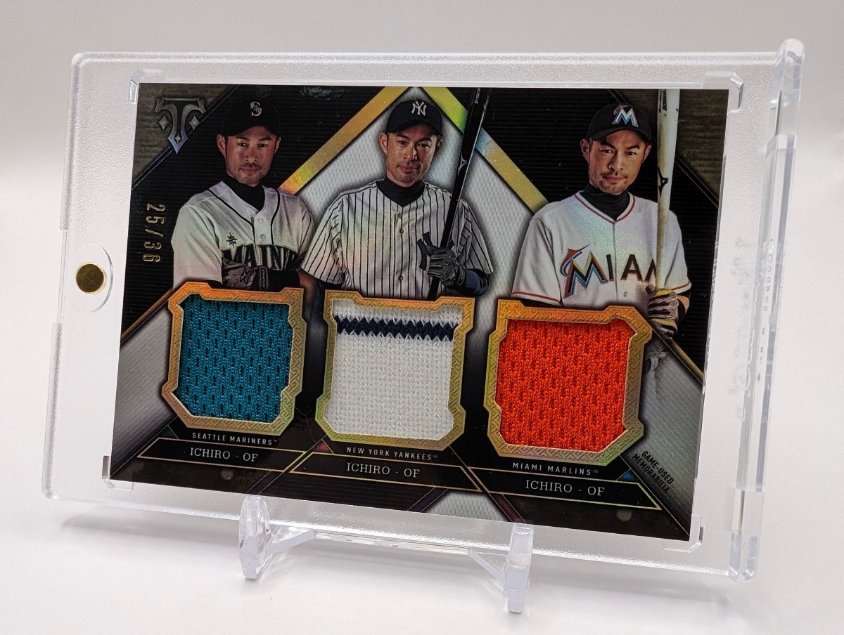 【36枚限定】イチロー/2016/Topps/Triple Threads/RELIC COMBO/MLB所属３球団/GAME-USED MEMORABILIA_画像2