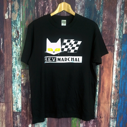 送込 マーシャル ハコスカ猫フラッグ 半袖Tシャツ 黒 Mサイズ の画像1